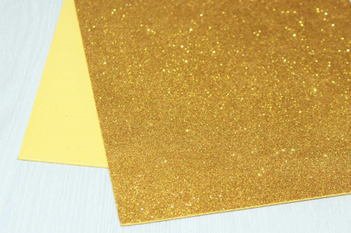 Фоамиран EVA глиттерный (светло-золотой) 2мм 20см*30см упак.10шт В наличии