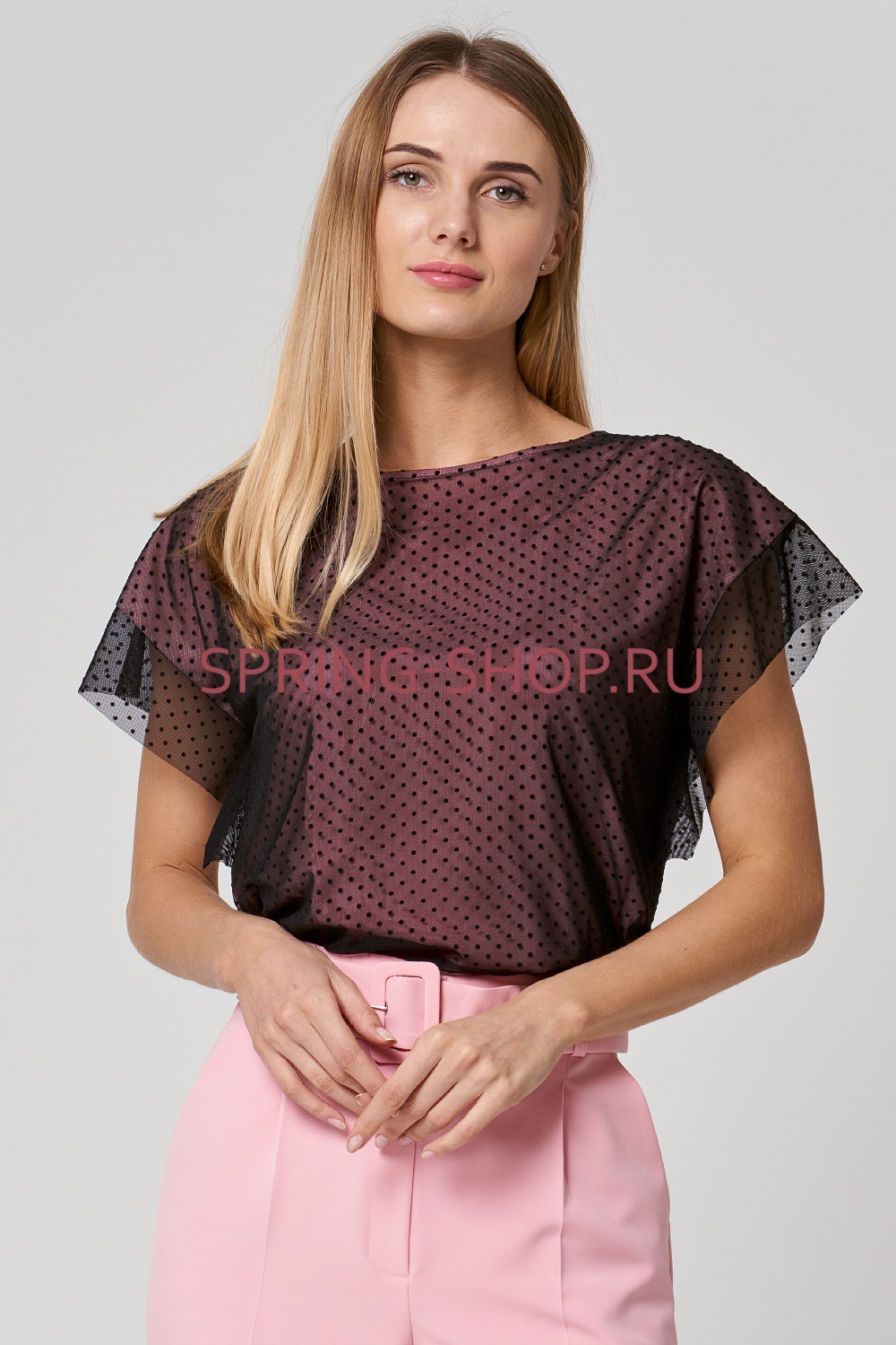 ЖЕНСКАЯ БЛУЗКА ТЕКСТИЛЬНАЯ SNQJRS9BL404 ЧЕРНЫЙ/РОЗОВЫЙ 226189000