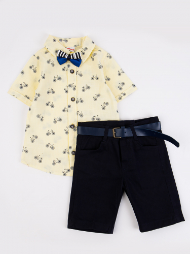Комплект для мальчика: рубашка, бабочка и шорты с ремнем SM7001