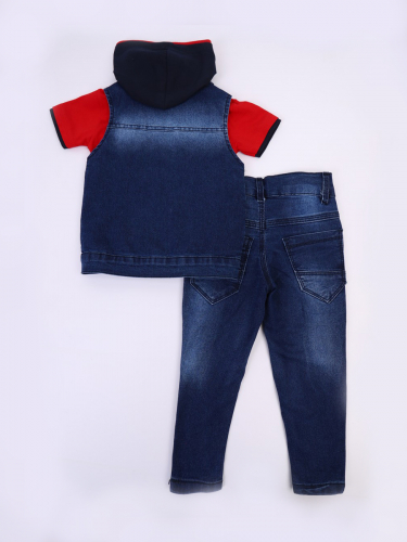 Комплект для мальчика: футболка, брюки джинсовые и жилет NB95003