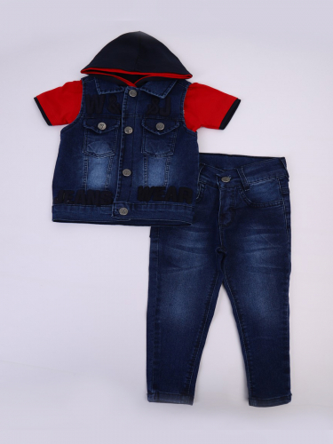 Комплект для мальчика: футболка, брюки джинсовые и жилет NB95003