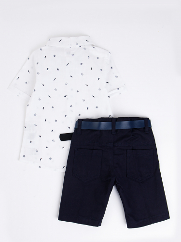 Комплект для мальчика: рубашка, бабочка и шорты с ремнем SM7027