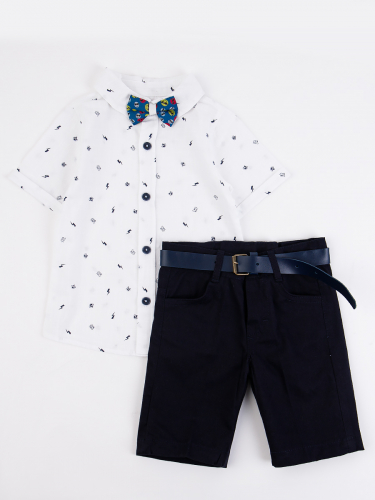 Комплект для мальчика: рубашка, бабочка и шорты с ремнем SM7027
