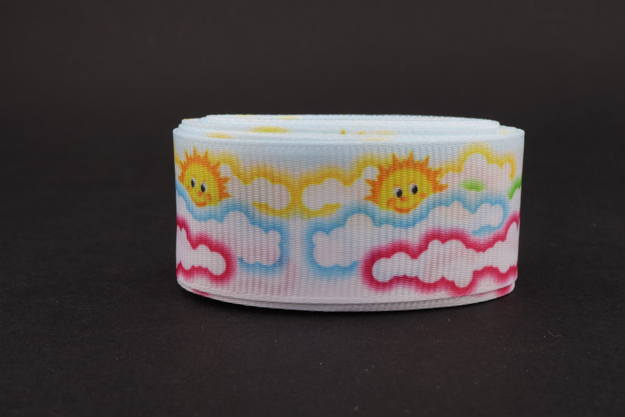 Репсовая лента (белый), с рисунком