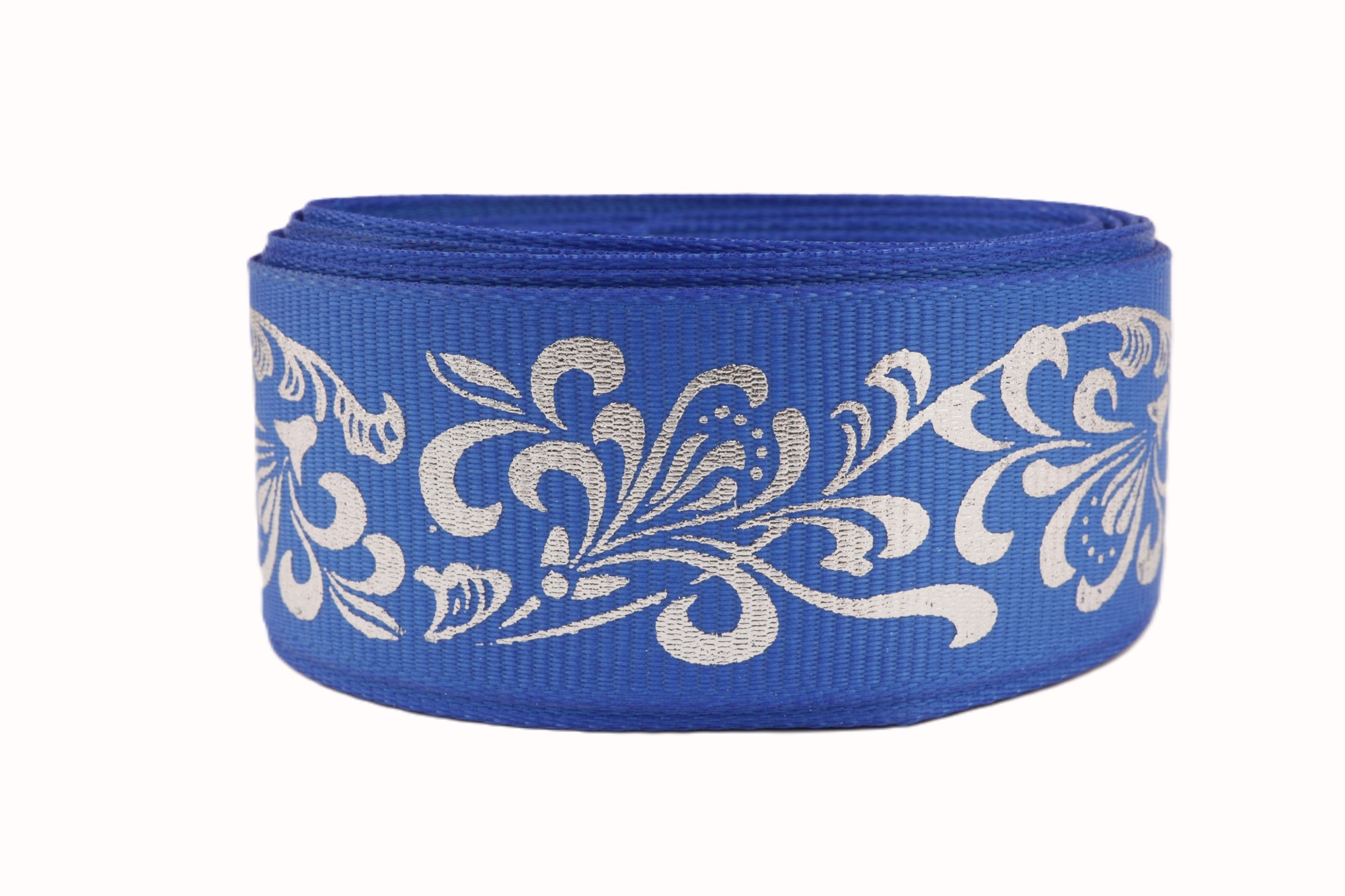 Репсовая лента (синий), с рисунком