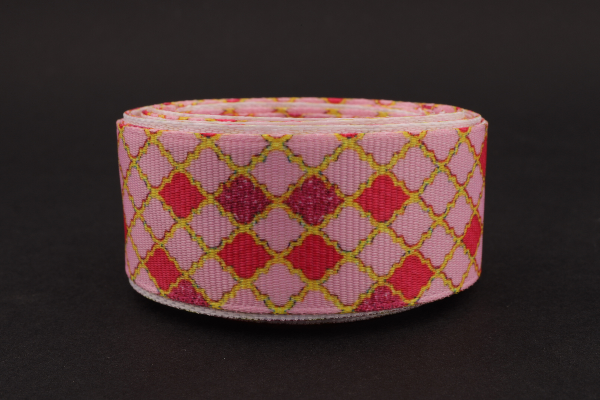 Репсовая лента (розовый), с рисунком