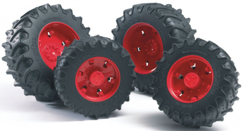 32 шт. доступно к заказу/Аксессуары K: Шины для системы сдвоенных колёс с красными дисками 4шт. (d задн 12,5см, d передн 9,8)