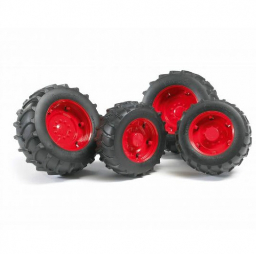 3 шт. доступно к заказу/Аксессуары A: Шины для системы сдвоенных колёс с красными дисками 4шт. (d задн 10,4см, d перед 8,5)