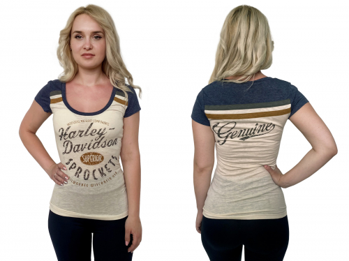 Женская футболка Harley-Davidson – популярный ретро стиль с имитацией выцветшего принт №1040