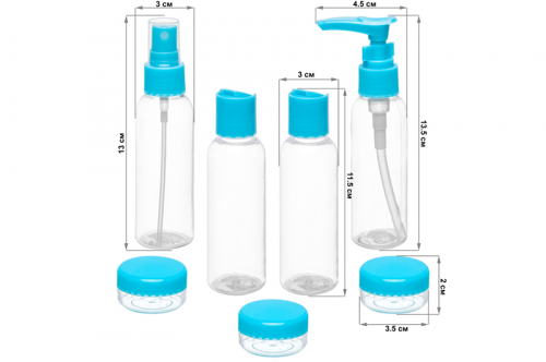 БЫЛО 261 руб!! Набор дорожных емкостей 7 пр. 70 мл 18*3*15,5 см 