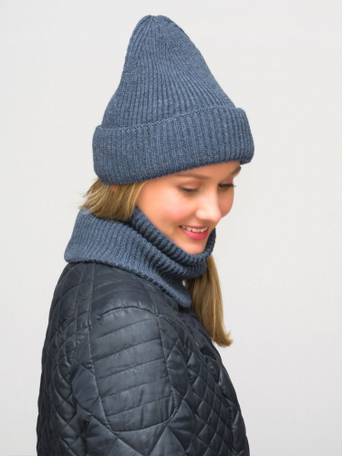 Комплект зимний женский шапка+снуд Monro (Цвет джинс), размер 56-58, шерсть 70%