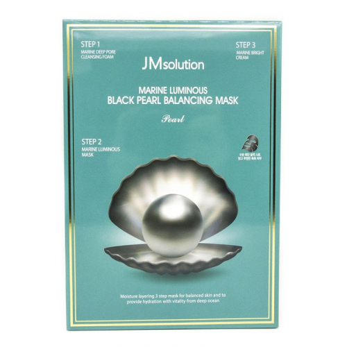 ( 1 шт.) JMsolution Marine Luminous Black Pearl Balancing Mask Pearl - Трехступенчатая тканевая маска с черным жемчугом