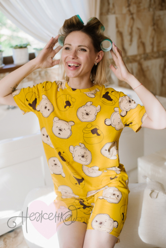 Женская пижама ЖП 069 (мишки на горчичном)