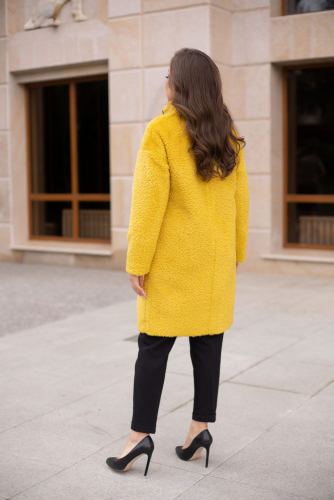 Пальто женское демисезонное 23630 (жёлтый+черный)