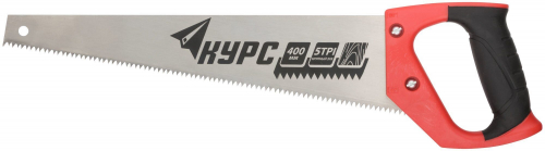 Ножовка по дереву универсальная, шаг 4,5 мм, пластиковая прорезиненная ручка 400 мм
