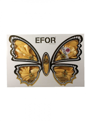 Скатерть EFOR KURDELELİ 160*220 8 салфеток (бабочка) желтый