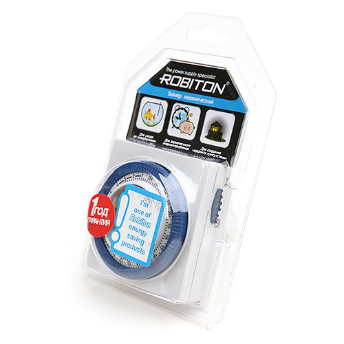 Robiton ME-02 таймер мех. роз. 16А 3600Вт (сутки) компакт 80х78мм