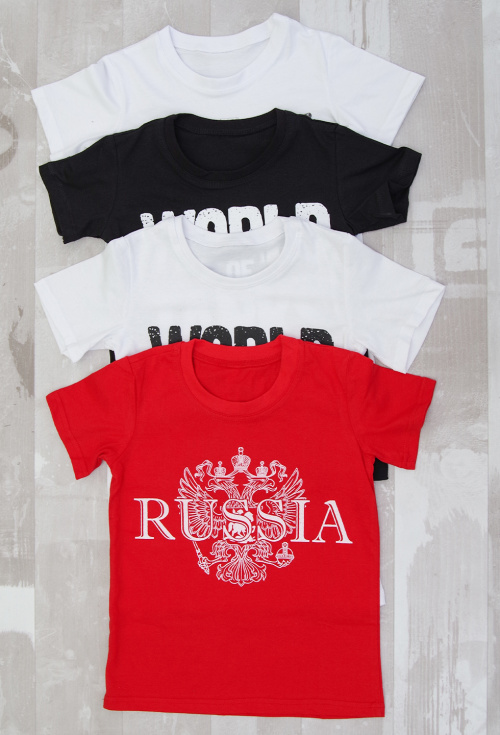 Футболка детская с печатью, 2=1 цвета в ассортименте