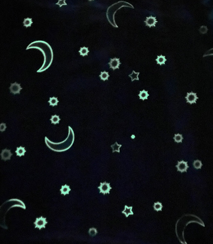 Плед велсофт светящийся в темноте НОЧКА СИНИЙ р-р 170х200