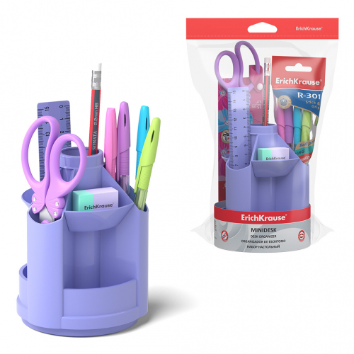 Набор настольный вращающийся пластиковый ErichKrause® Mini Desk, Pastel, фиолетовый