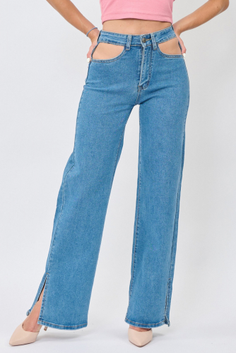 Прямые голубые джинсы с разрезами (ряд 25-30) арт. WK178-2