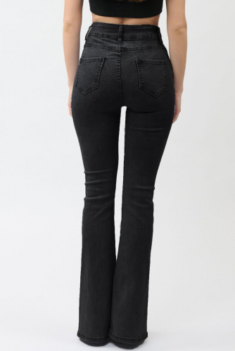 Черные джинсы с разрезами (ряд 25-30) арт. V701-7