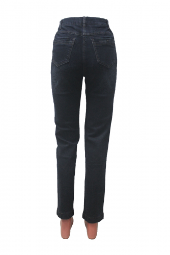 M-BL72690-4106-1-B354 --Слегка приуженные черные джинсы с принтом ЕВРО (ряд 44-56)
