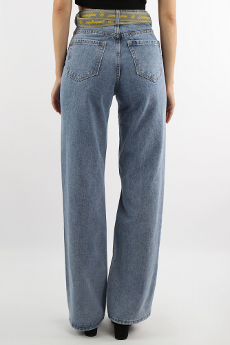 Прямые голубые джинсы с принтом (ряд 25-30) арт. WK162-3
