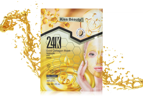 Увлажняющая тканевая маска с Золотым коллагеном 24k Kiss Beauty (0558), 25 ml