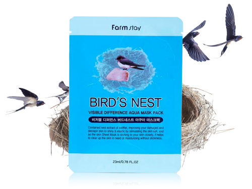 Восстанавливающая тканевая маска с Ласточкиным гнездом FarmStay Bird's Nest (5901), 23 ml