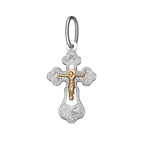 1-156-5-08 156-08 Крест комбинированый серебро+золото штампованный