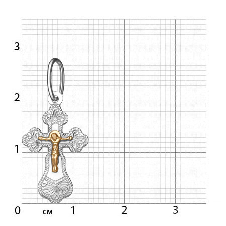 1-156-5-08 156-08 Крест комбинированый серебро+золото штампованный