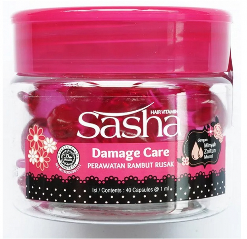 Sasha Hair Vitamin -Damage Care. Несмываемое масло для питания, увлажнения поврежденных волос. Капсулы 40шт по 1мл
