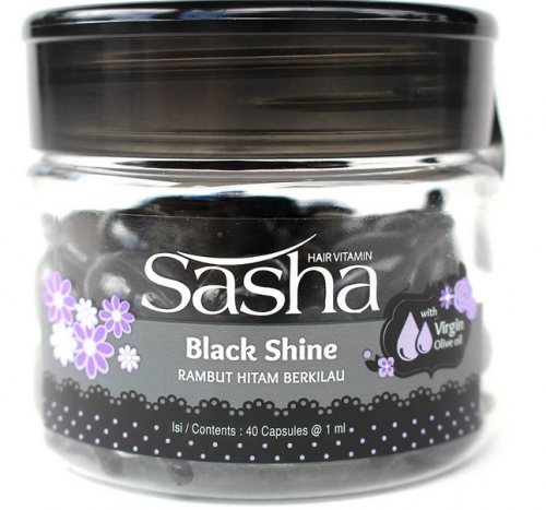 Sasha Hair Vitamin -Black Shine. Несмываемое масло для питания, увлажнения черных, сухих, жестких волос. Капсулы 40шт по 1мл