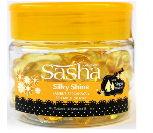 Sasha Hair Vitamin -Silky Shine./ Несмываемое масло для питания, увлажнения светлых, натуральных волос. Капсулы 40шт по 1мл/