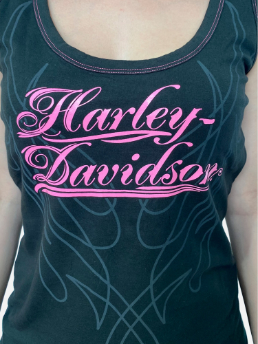 Дизайнерская женская майка Harley-Davidson – имитация шнурованного корсета по всей спинке №1077