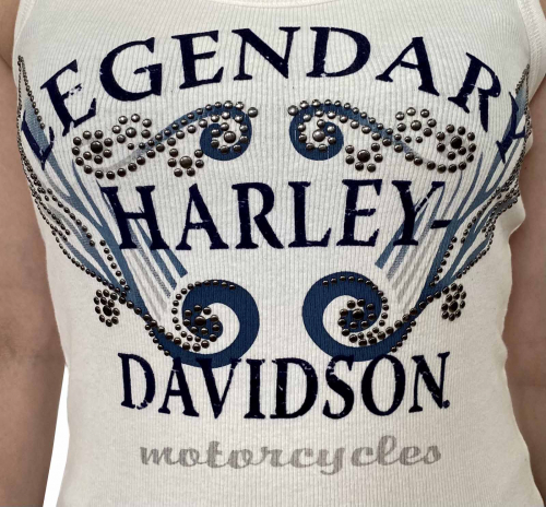 Женская майка борцовка Harley-Davidson – байк-стиль в гардеробе девушки смотрится особенно эффектно №1067