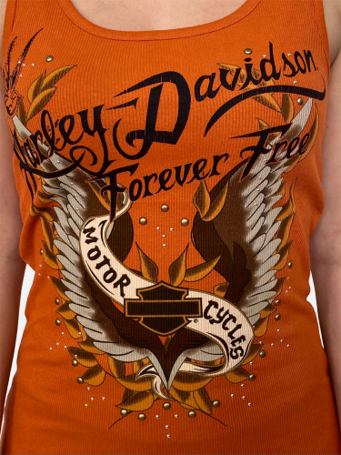 Молодежная женская майка Harley-Davidson – имитация заклепок и рисованного вручную граффити-принта №2014