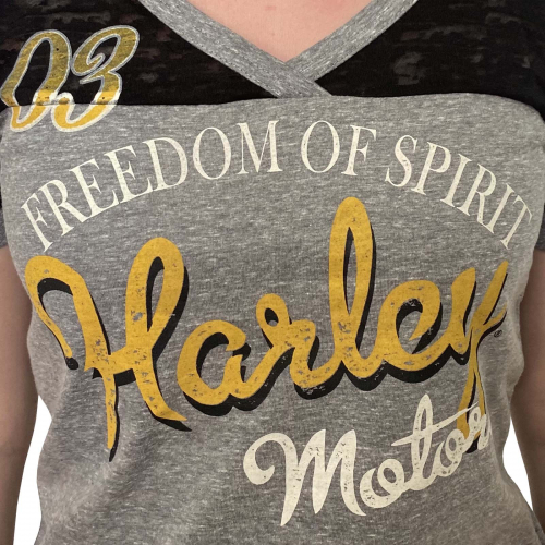 Серая женская футболка Harley-Davidson – мото-стиль врывается на улицы города №1118
