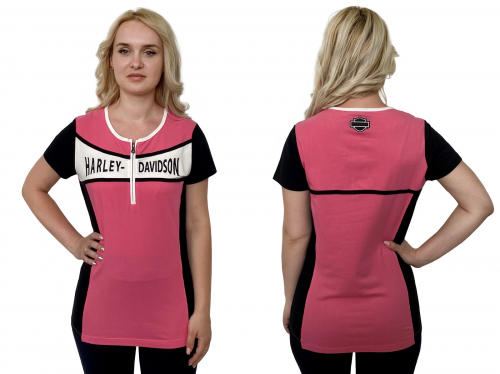 Розовая женская футболка Harley-Davidson – модная интерпретация брутального байк-стиля на девчачий манер №1065