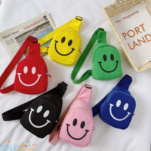 Сумка через плечо детская СМАЙЛ в ассортименте, schp_smile_pink, schp_smile_red, schp_smile_black