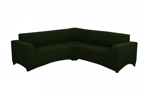 Чехол Жаккард без оборки на угловой диван, цвет Зеленый