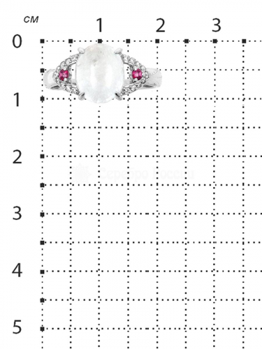 Кольцо из серебра с нат.лунным камнем, нат.розовым топазом и фианитами родированное К-3781рк4362100