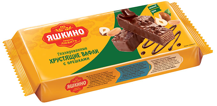 «Яшкино», вафли «Глазированные с орешками», 200 г