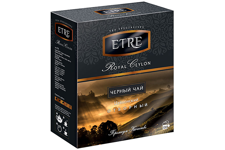 «ETRE», чай Royal Ceylon черный цейлонский отборный, 100 пакетиков, 200 г