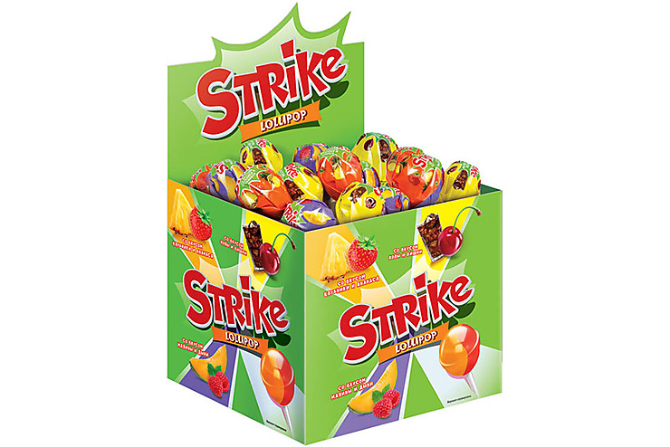 «Strike», карамель на палочке с двойными вкусами, 11,3 г (упаковка 50 шт)