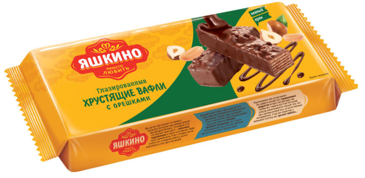 «Яшкино», вафли «Глазированные с орешками», 200 г
