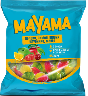 «Mayama», мармелад жевательный со вкусами клубники, яблока, вишни, манго, лимона, 70 г