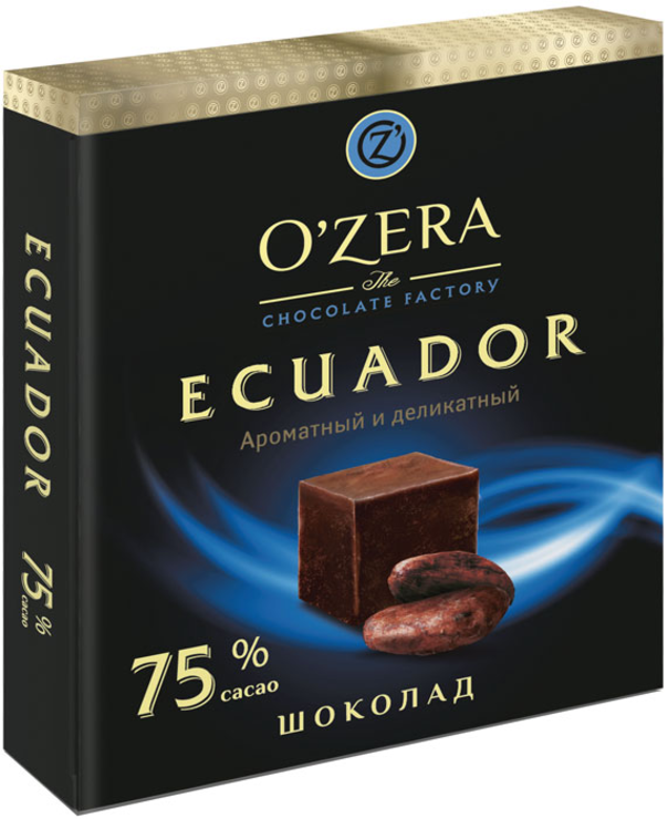 «O'Zera», шоколад Ecuador, содержание какао 75%, 90 г