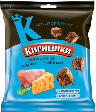 «Кириешки», сухарики со вкусом ветчины и сыра, 40 г